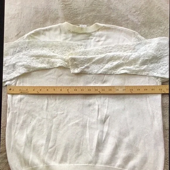 VINTAGE CARDIGAN Clifford & Willis  IVORY   Lace Sleeves Sz M/L IMO - Picture 3 of 11